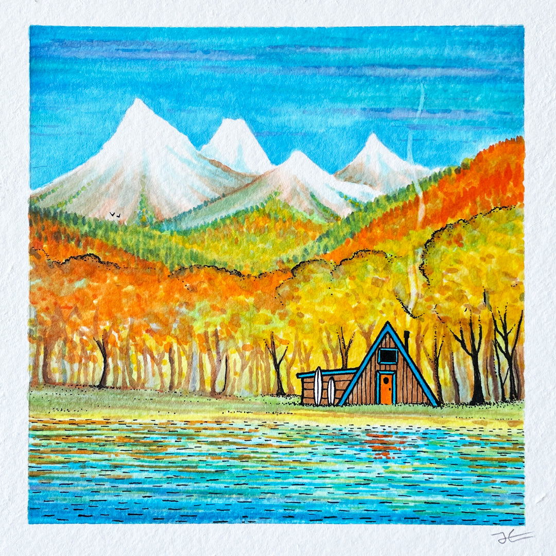 Inktober Day 19 - Autumn Cabin