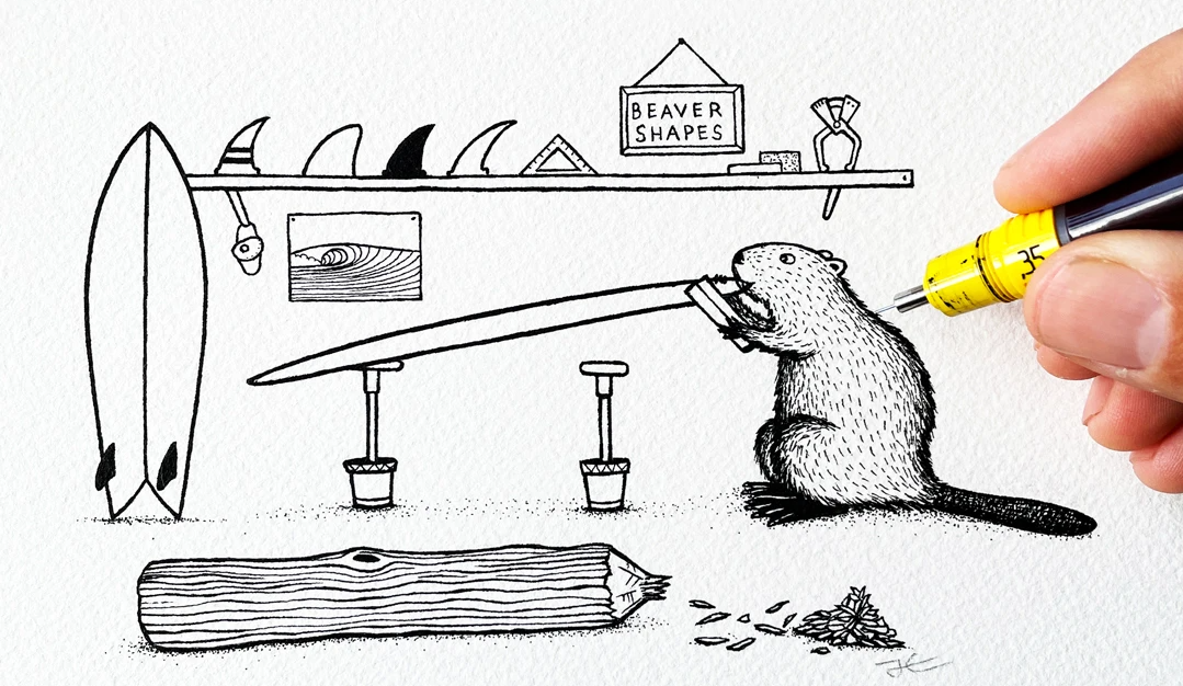 Inktober Day 22 - Beaver Shaping Bay