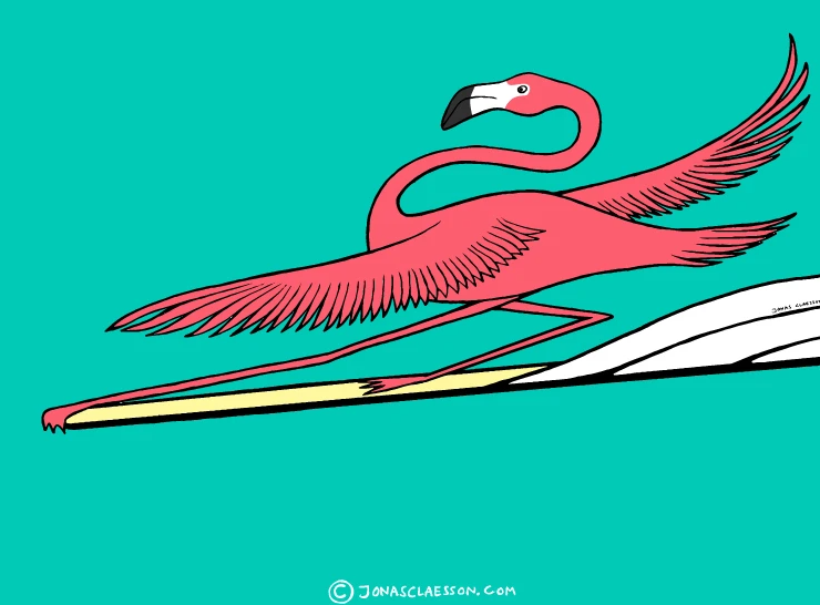 Surfing Flamingo