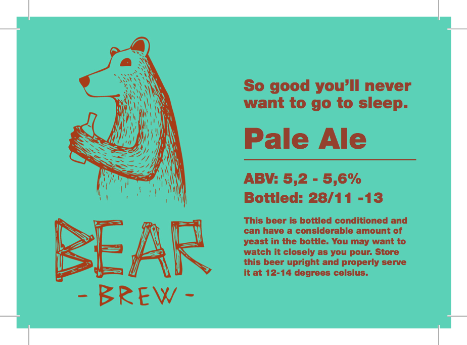 Bear brew beer label illustration