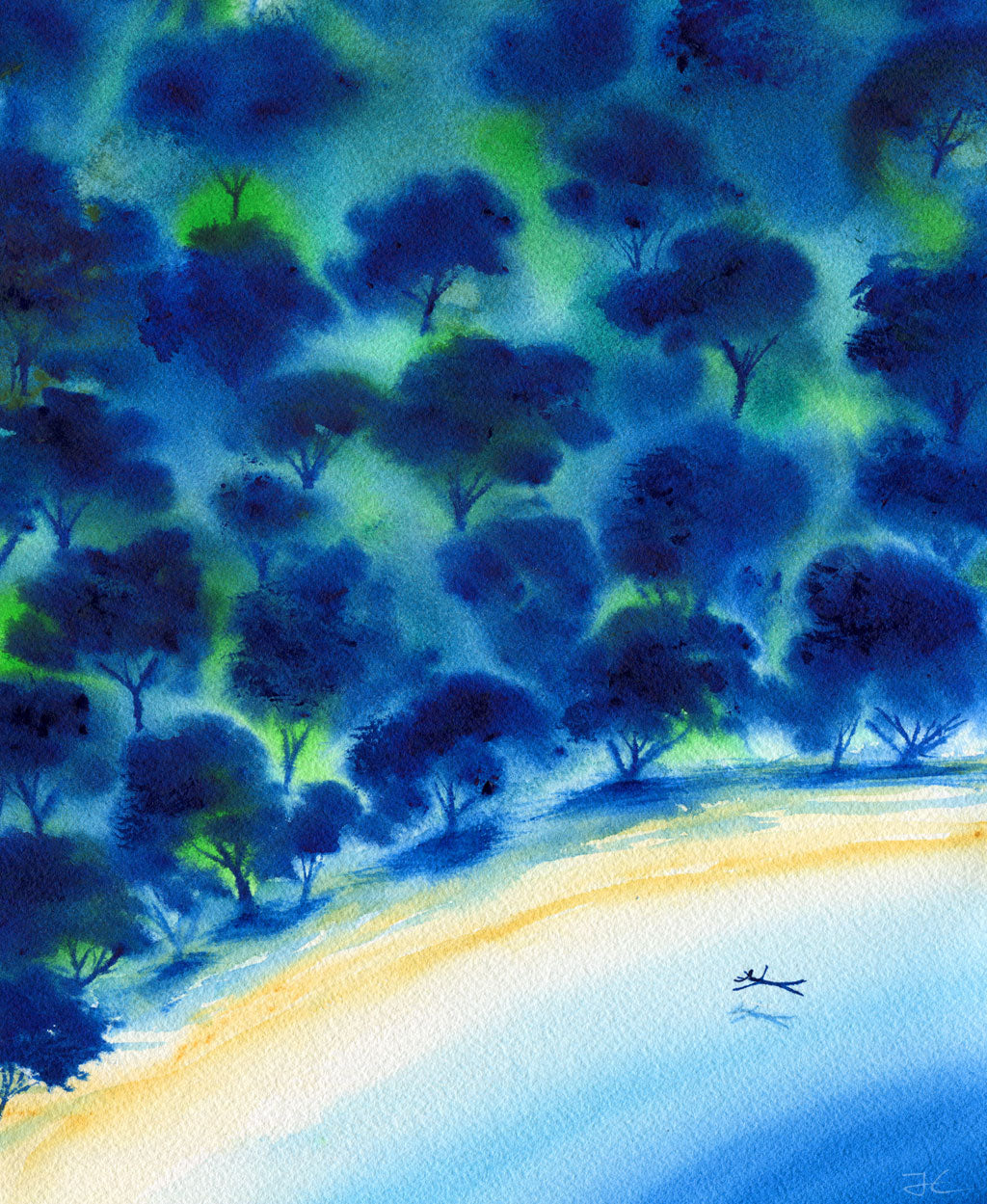 Among the Trees. Original signed illustration