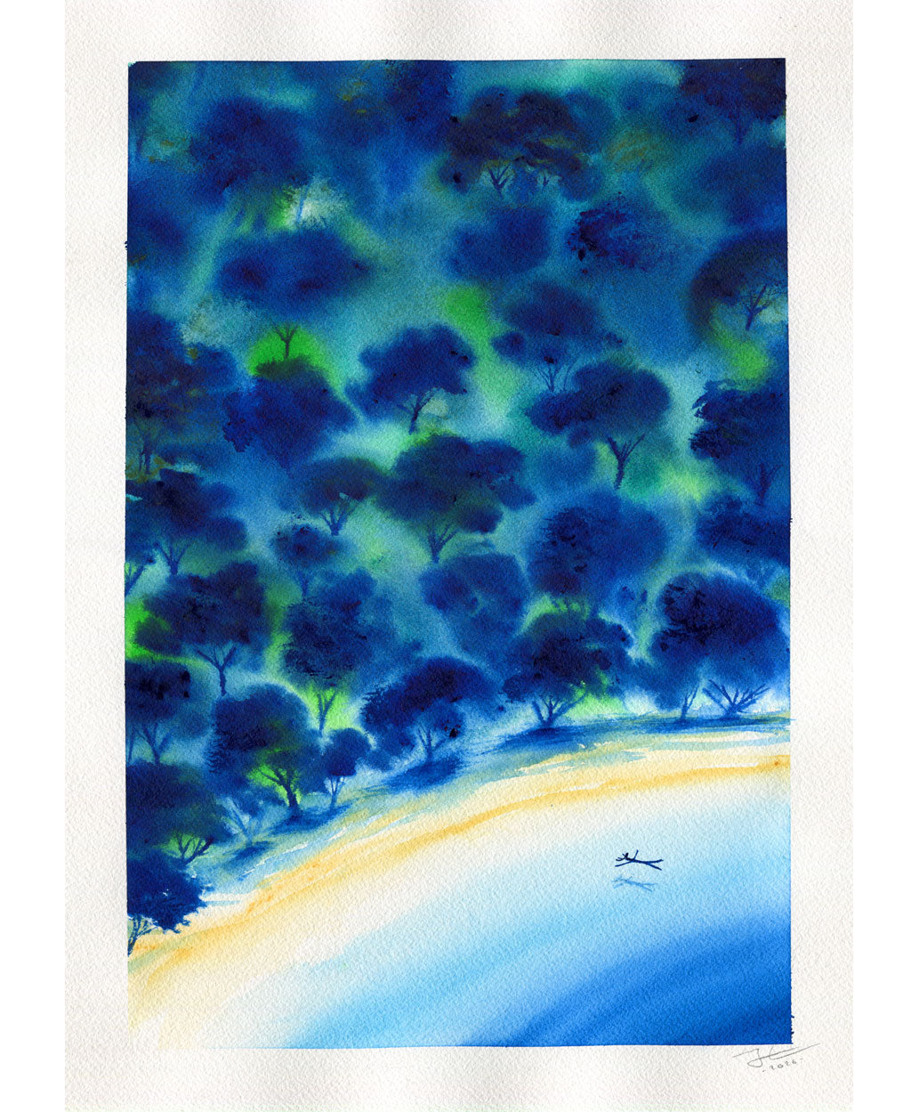Among the Trees. Original signed illustration