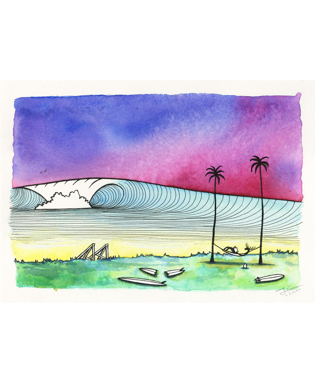 Backyard. Original illustration