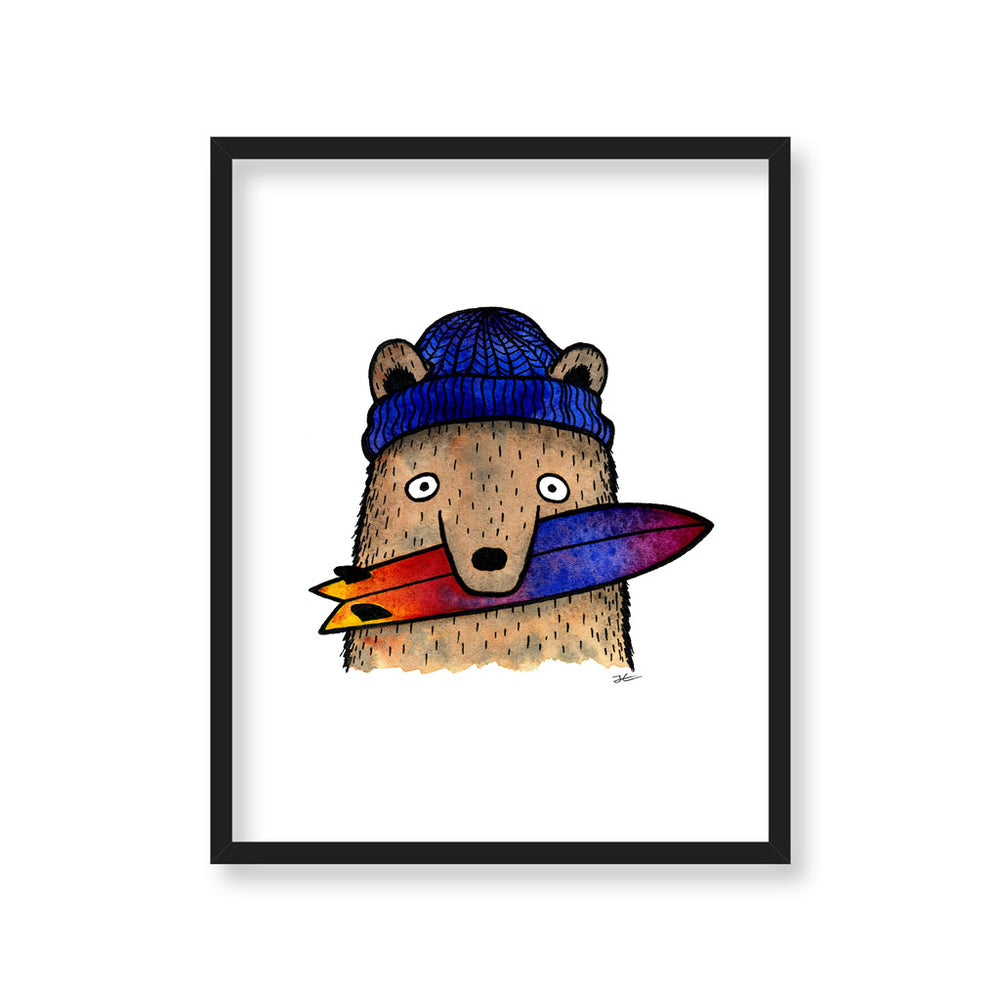 
                  
                    Surfboard Loving Bear - Print/ Framed Print
                  
                