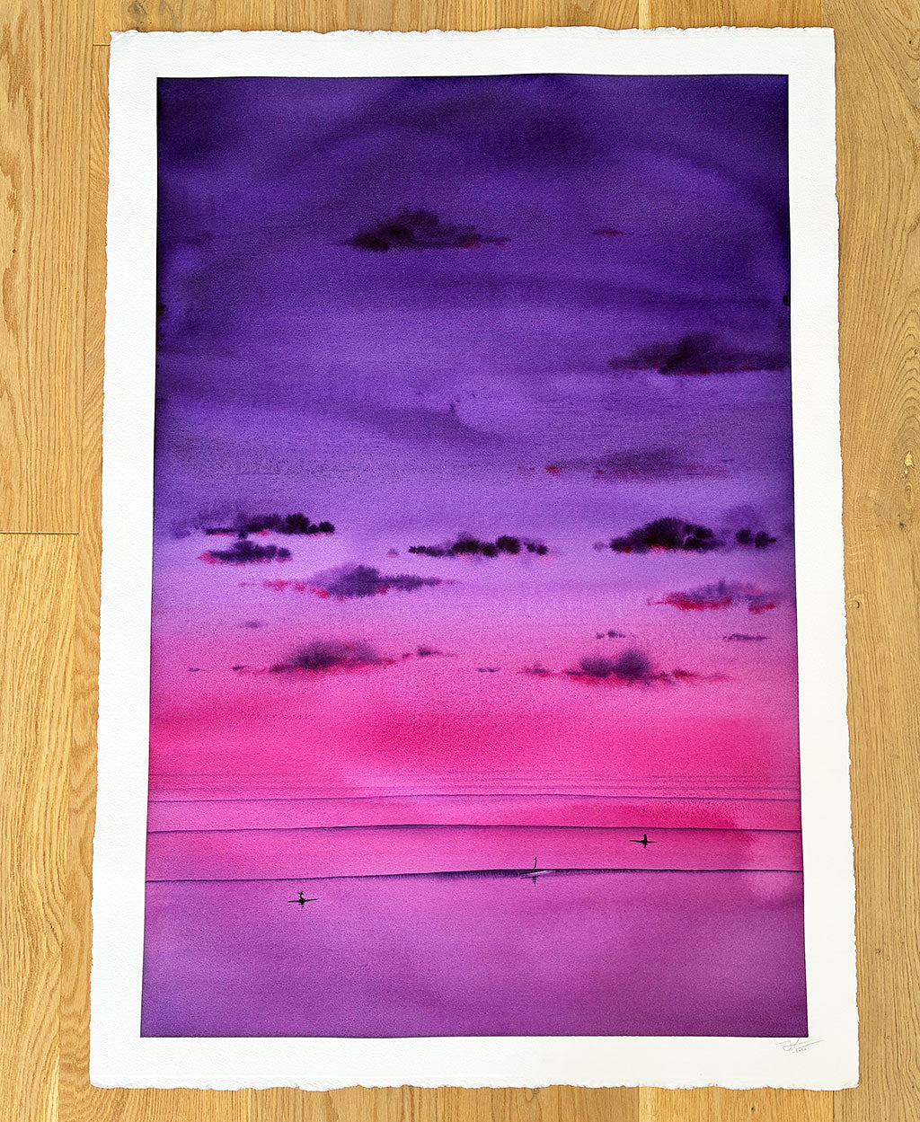 Evening Glass. Original signed water color illustration
