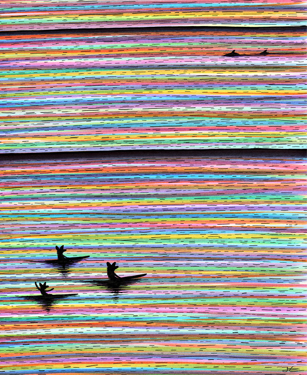 SALE - 3 Foxes - Framed Print, Small 8x10" (20x25cm) / No Matte/Border / Black Frame