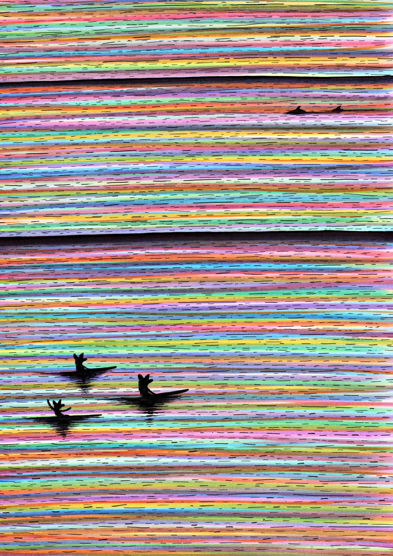 3 Foxes. Original signed illustration