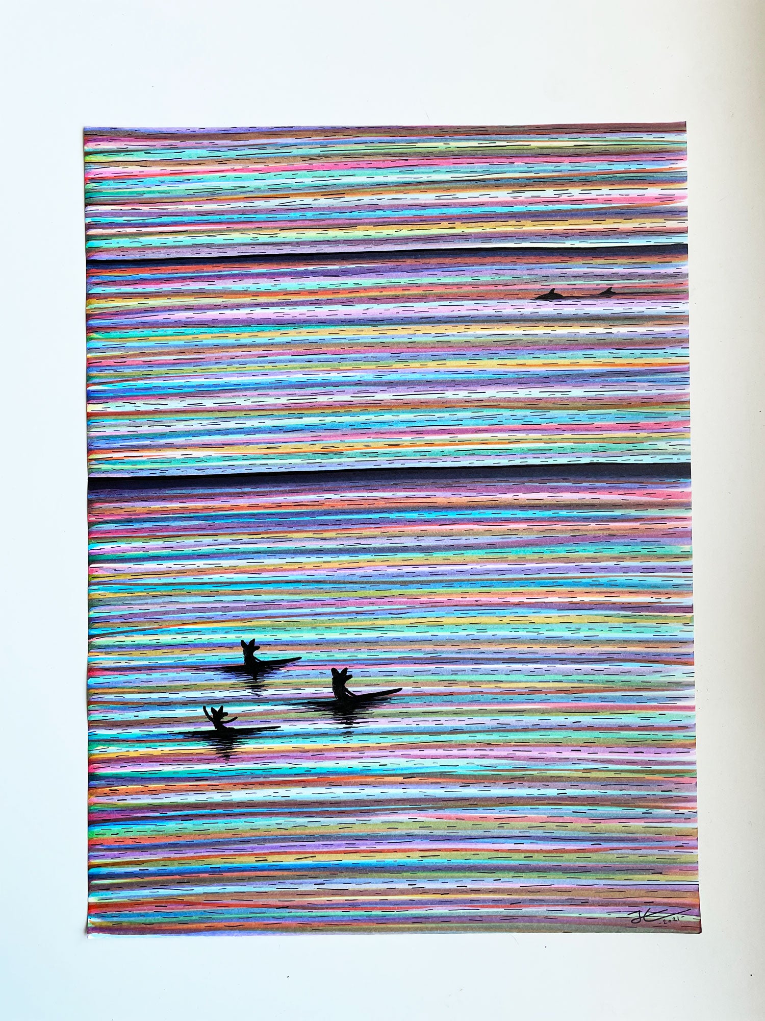 3 Foxes. Original signed illustration