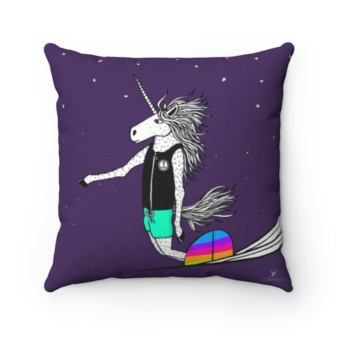 Surfing Unicorn Square Pillow