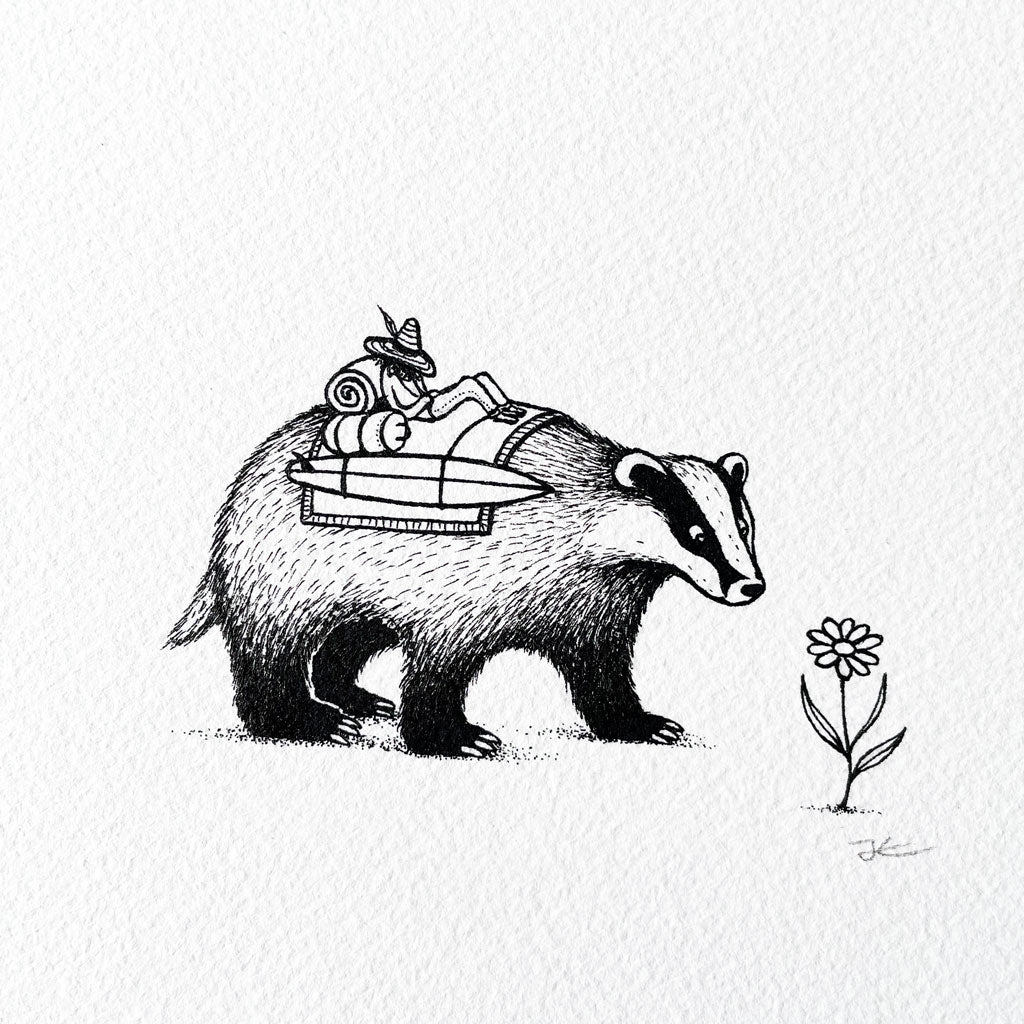 Badger Surf Trip. Original illustration - SOLD OUT