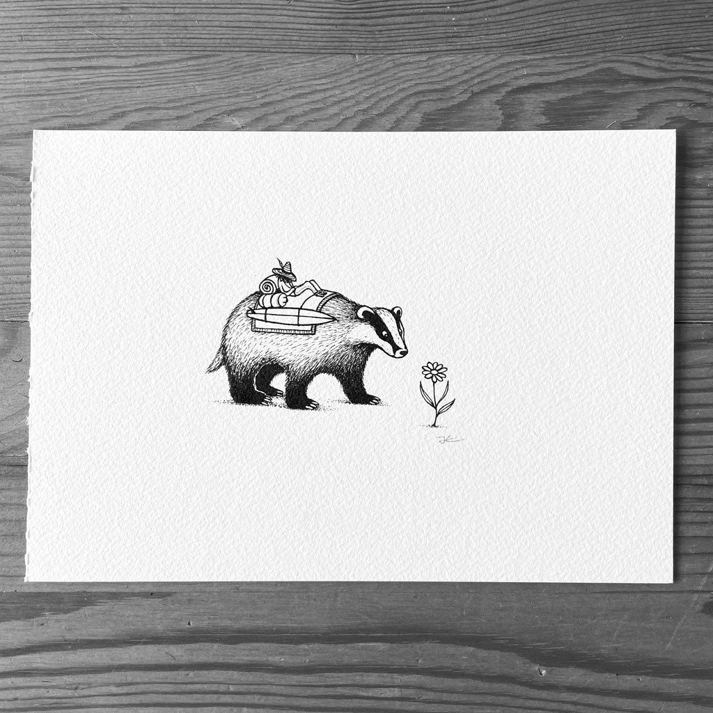 Badger Surf Trip. Original illustration - SOLD OUT