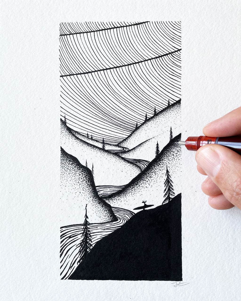 Big Wave Hunting. Original illustration - SOLD OUT