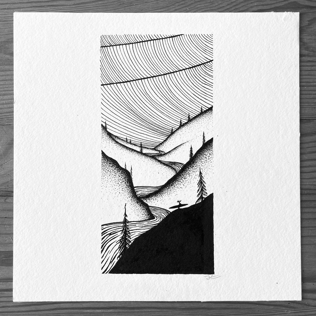 Big Wave Hunting. Original illustration - SOLD OUT