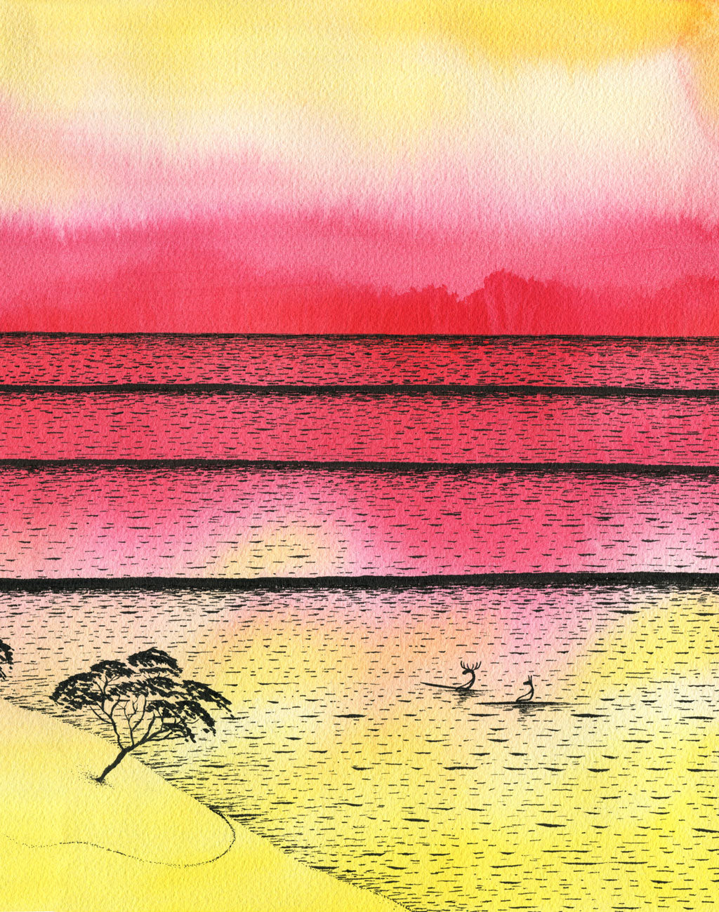 East Coast Australia. Original signed illustration