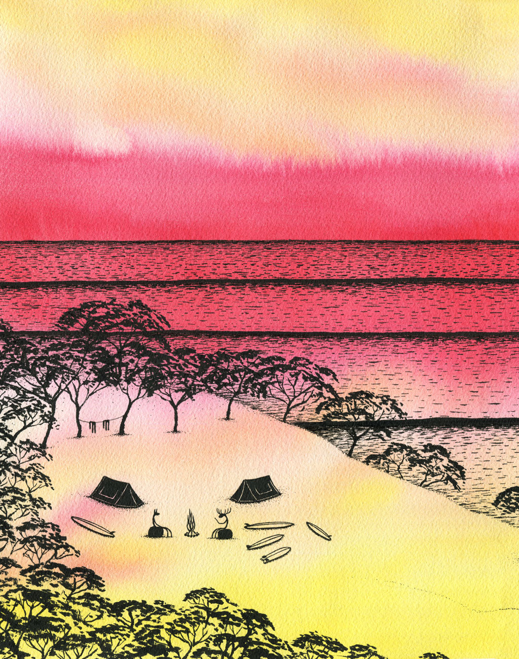 East Coast Australia. Original signed illustration