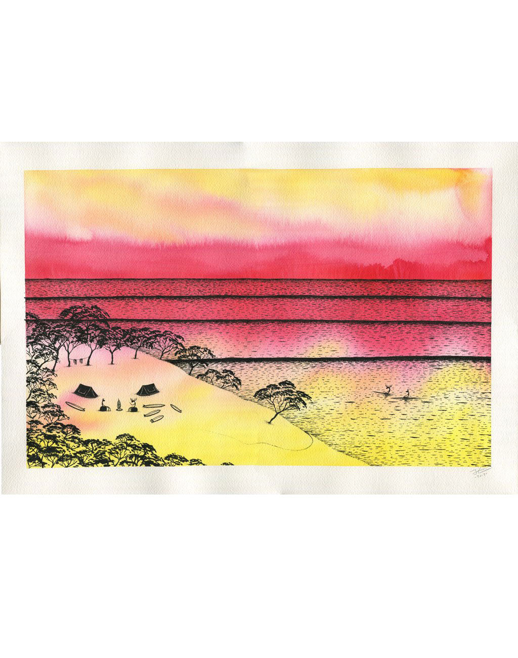 East Coast Australia. Original signed illustration