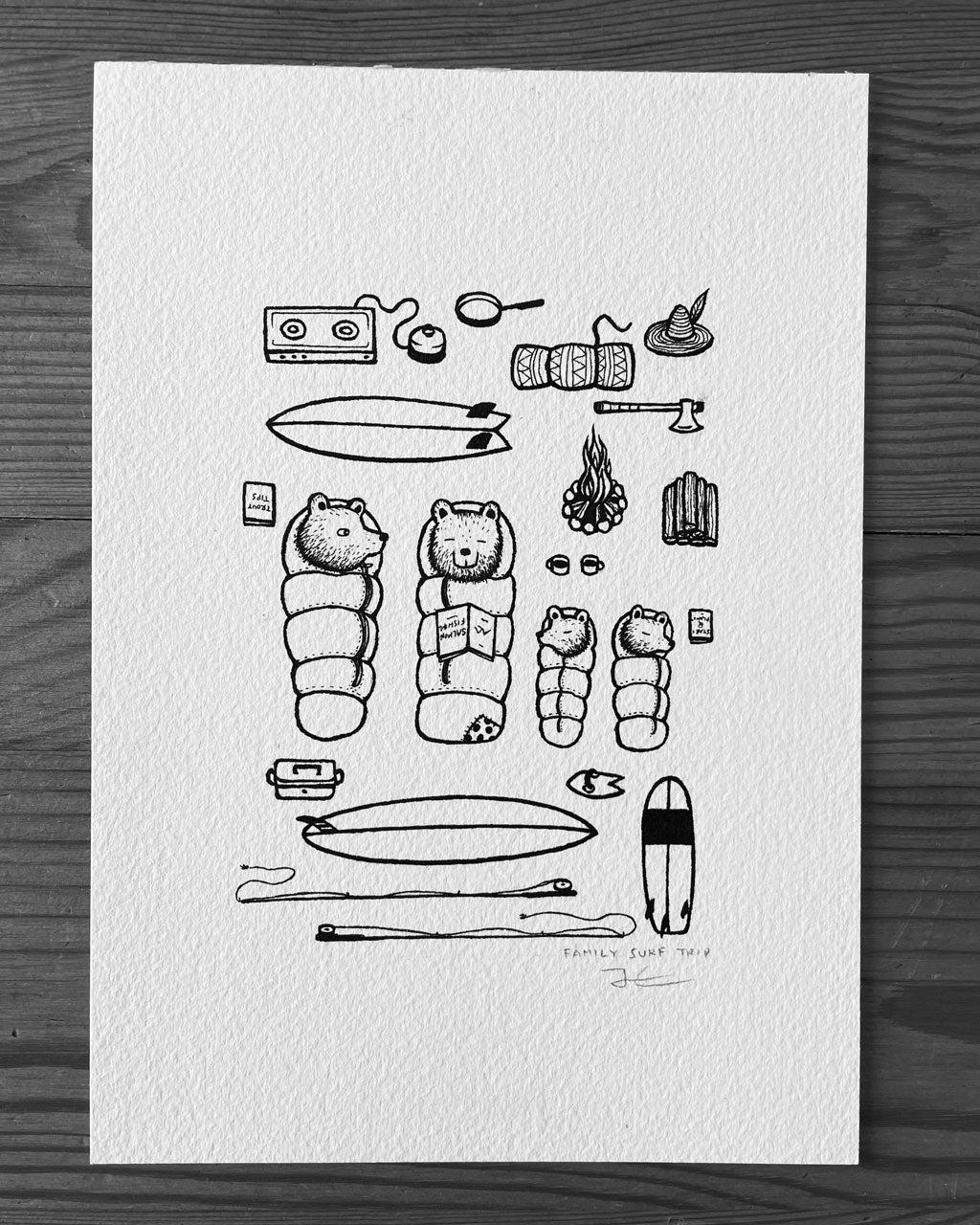 Family Surf Trip. Original illustration - SOLD OUT