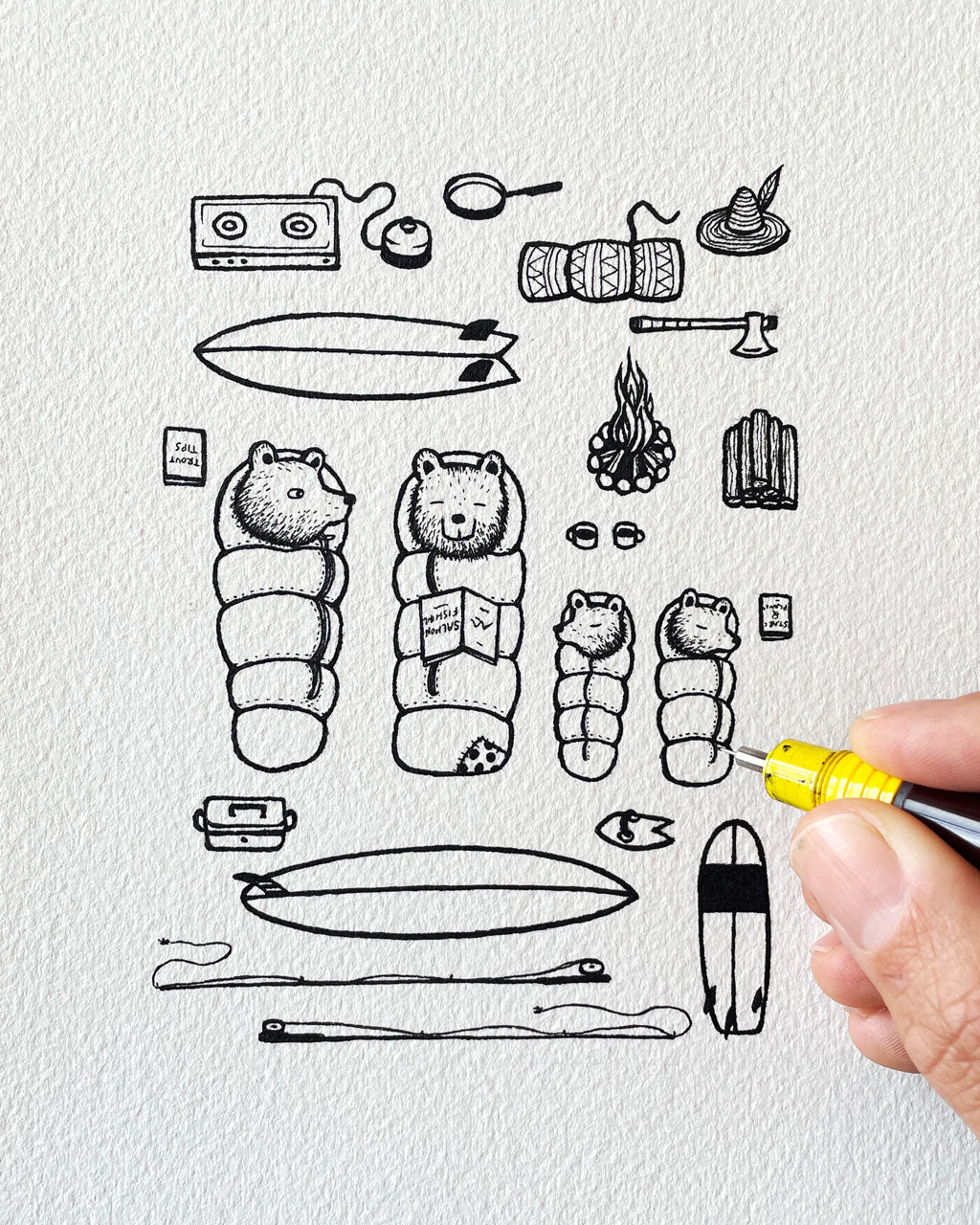 Family Surf Trip. Original illustration - SOLD OUT