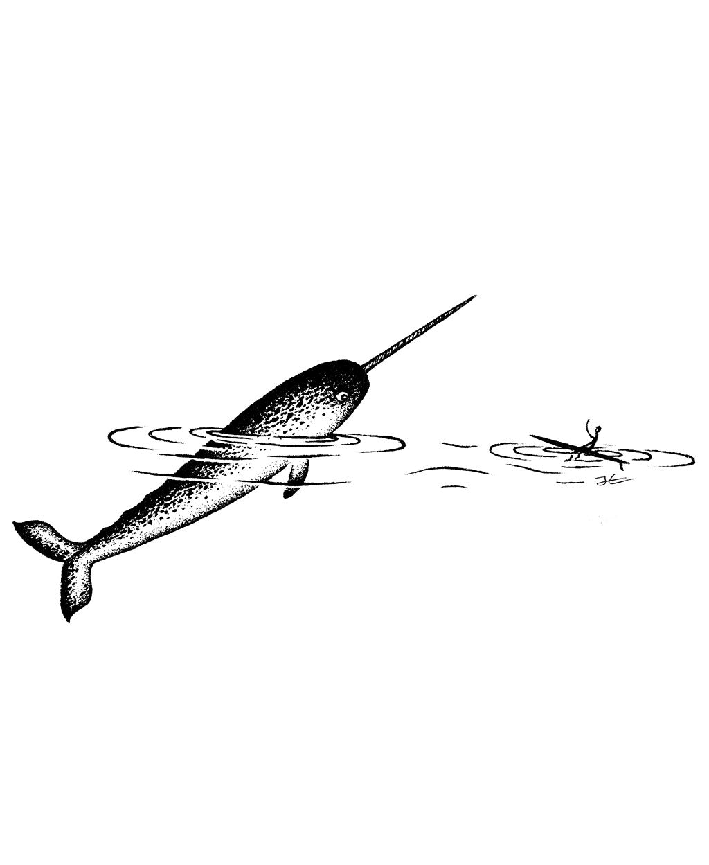 Inktober Narwhal - Print/ Framed Print