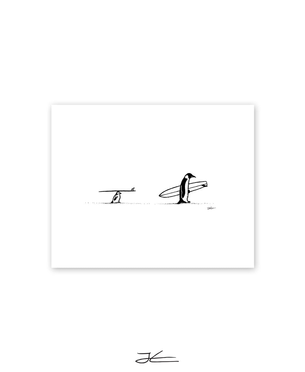 Surf Tripping Penguins - Print/ Framed Print – Jonas Claesson Shop