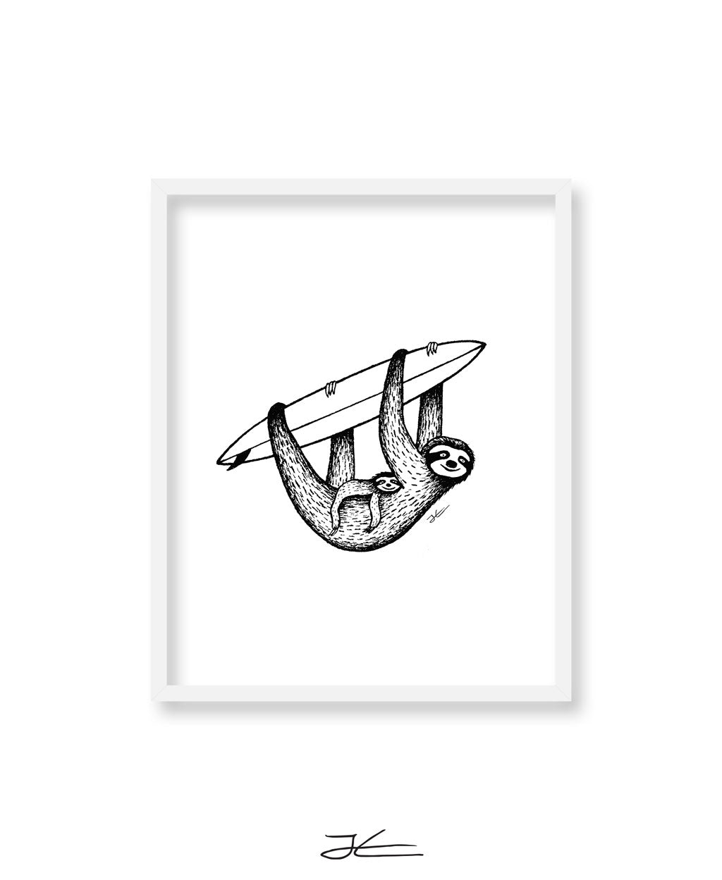 Inktober Sloth - Print/ Framed Print