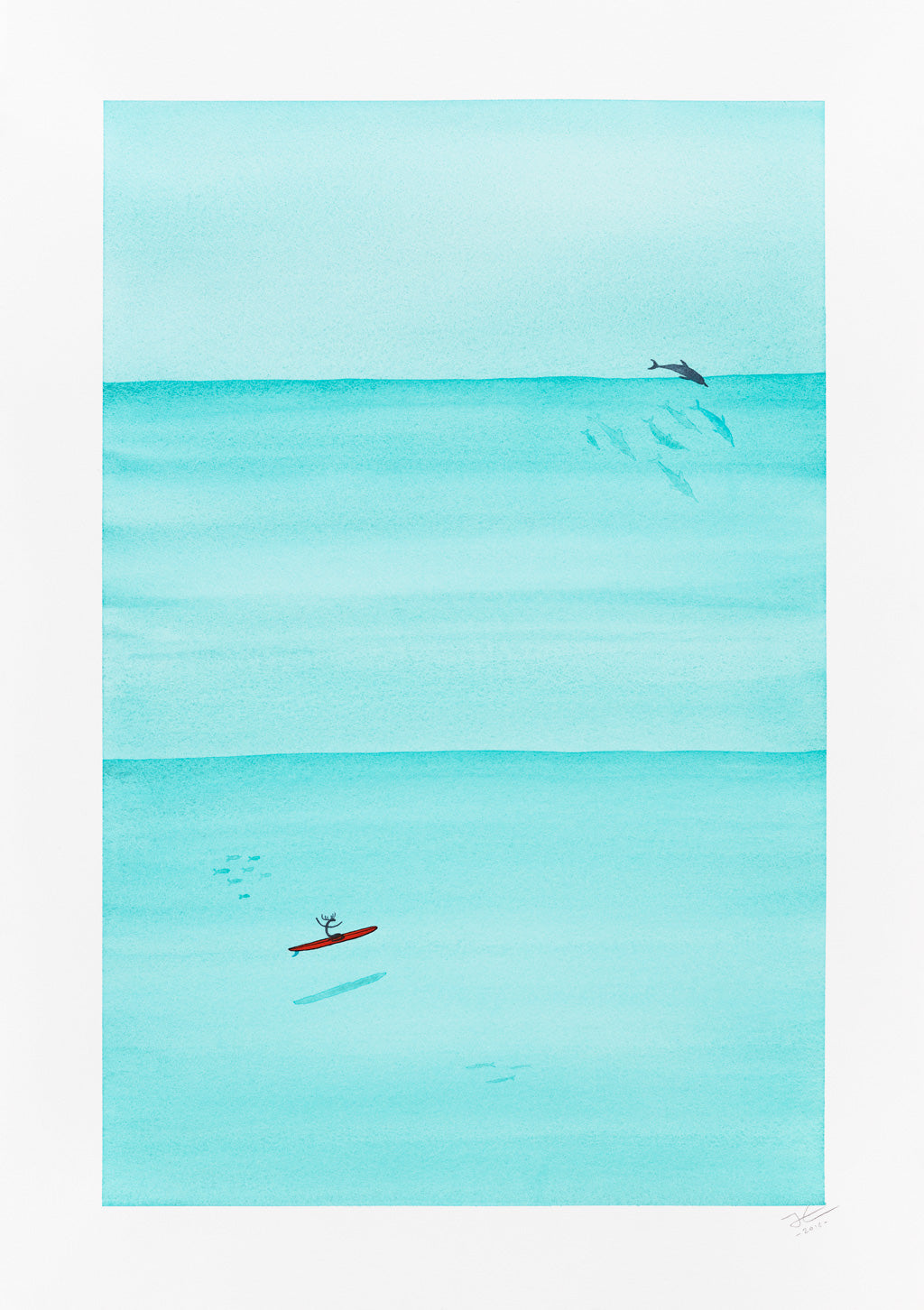 Pod of Surfers. Original signed illustration - SOLD OUT