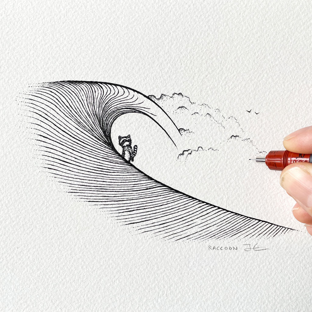 Raccoon Barrel. Original illustration - SOLD OUT