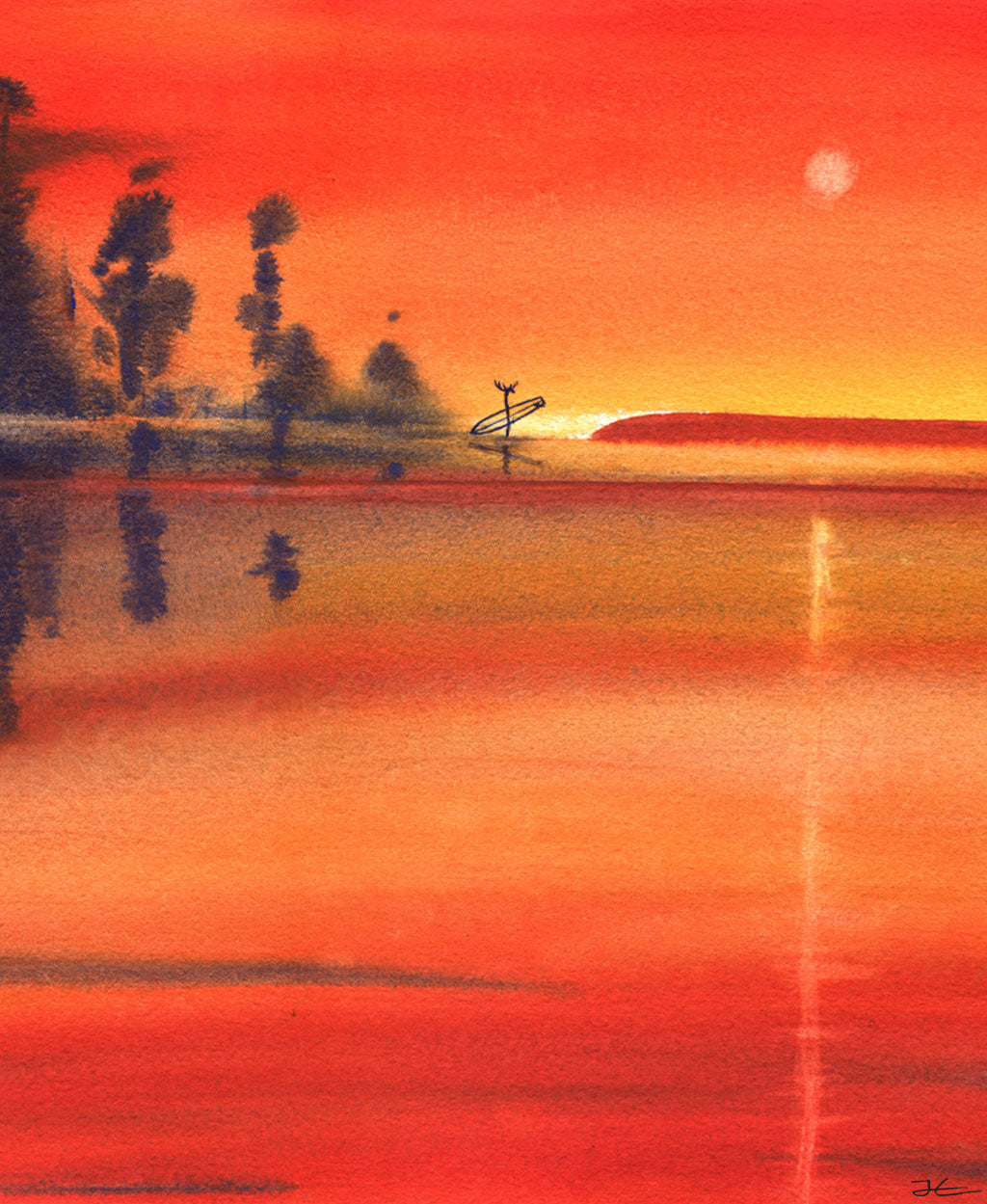 Sandbar. Original signed illustration