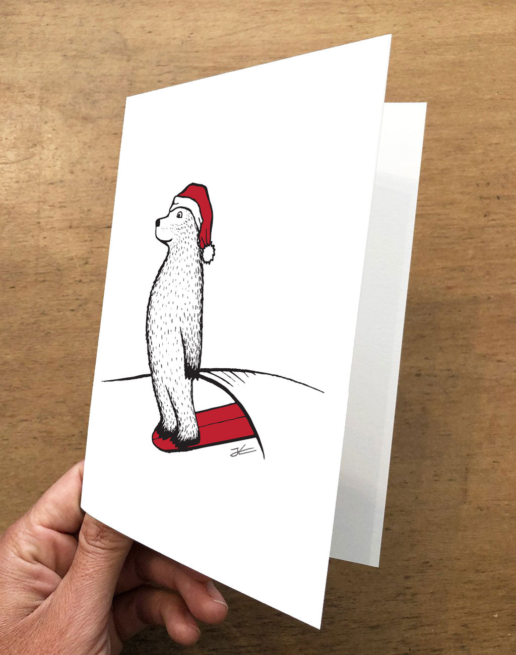 Surfing Santa Bear Folded Card Pack