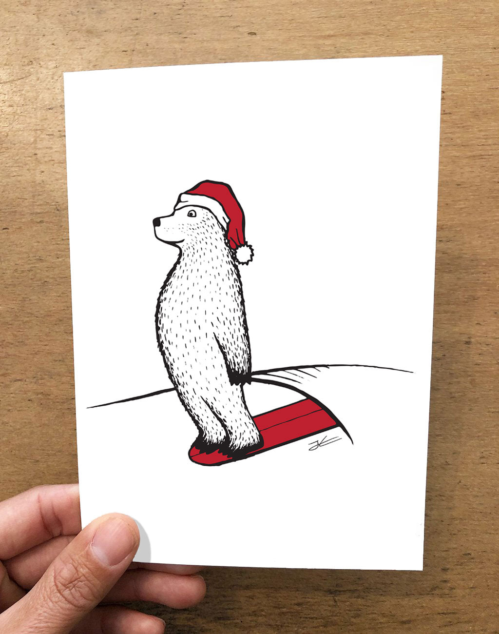 Surfing Santa Bear Folded Card Pack