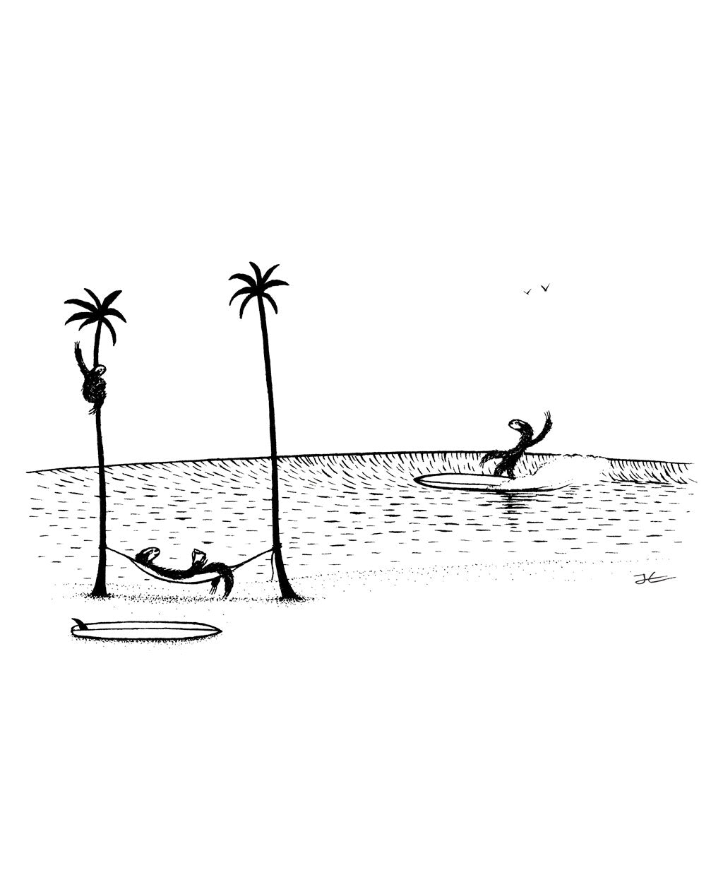 Sloth Tropical Fun - Print/ Framed Print