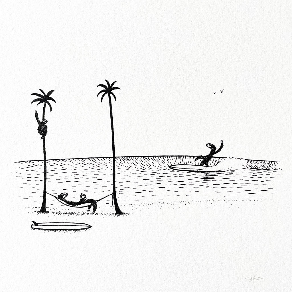 Sloth Tropical Fun. Original illustration - SOLD OUT