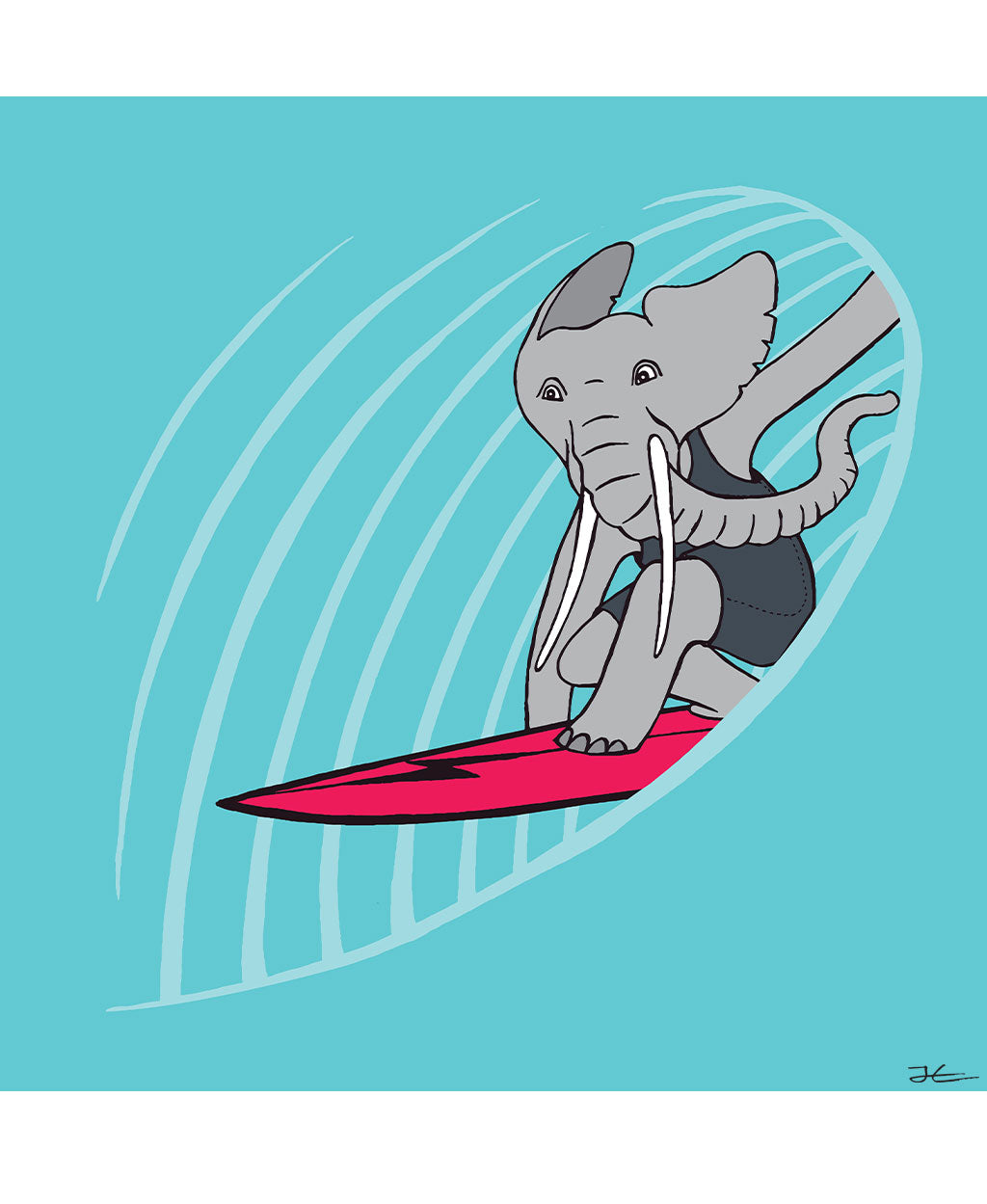 Surfing Elephant - Print/ Framed Print