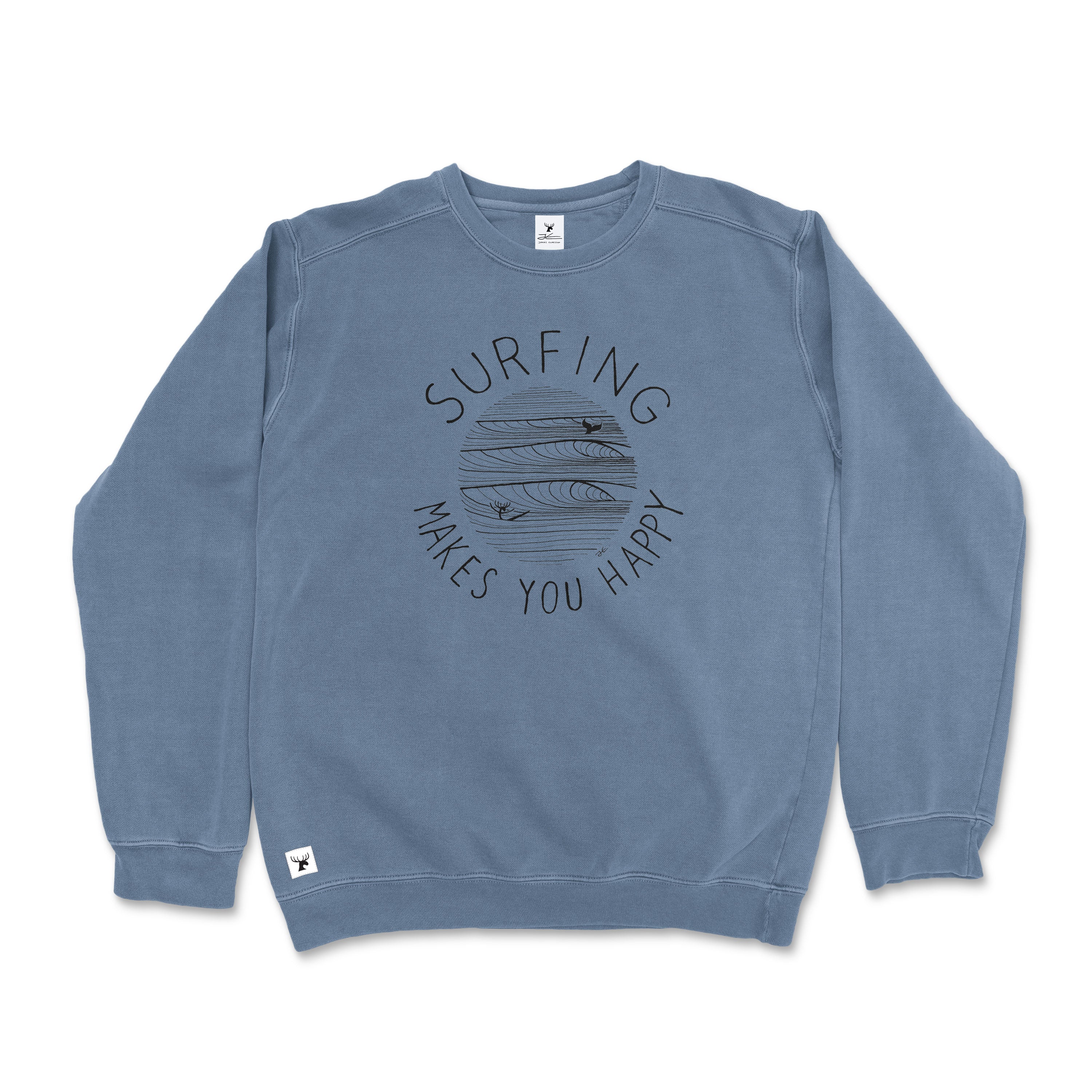 Surfing Makes You Happy Pigment Dyed Unisex Sweatshirt