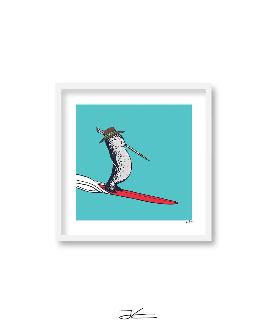 Surfing Narwhal - Print/ Framed Print