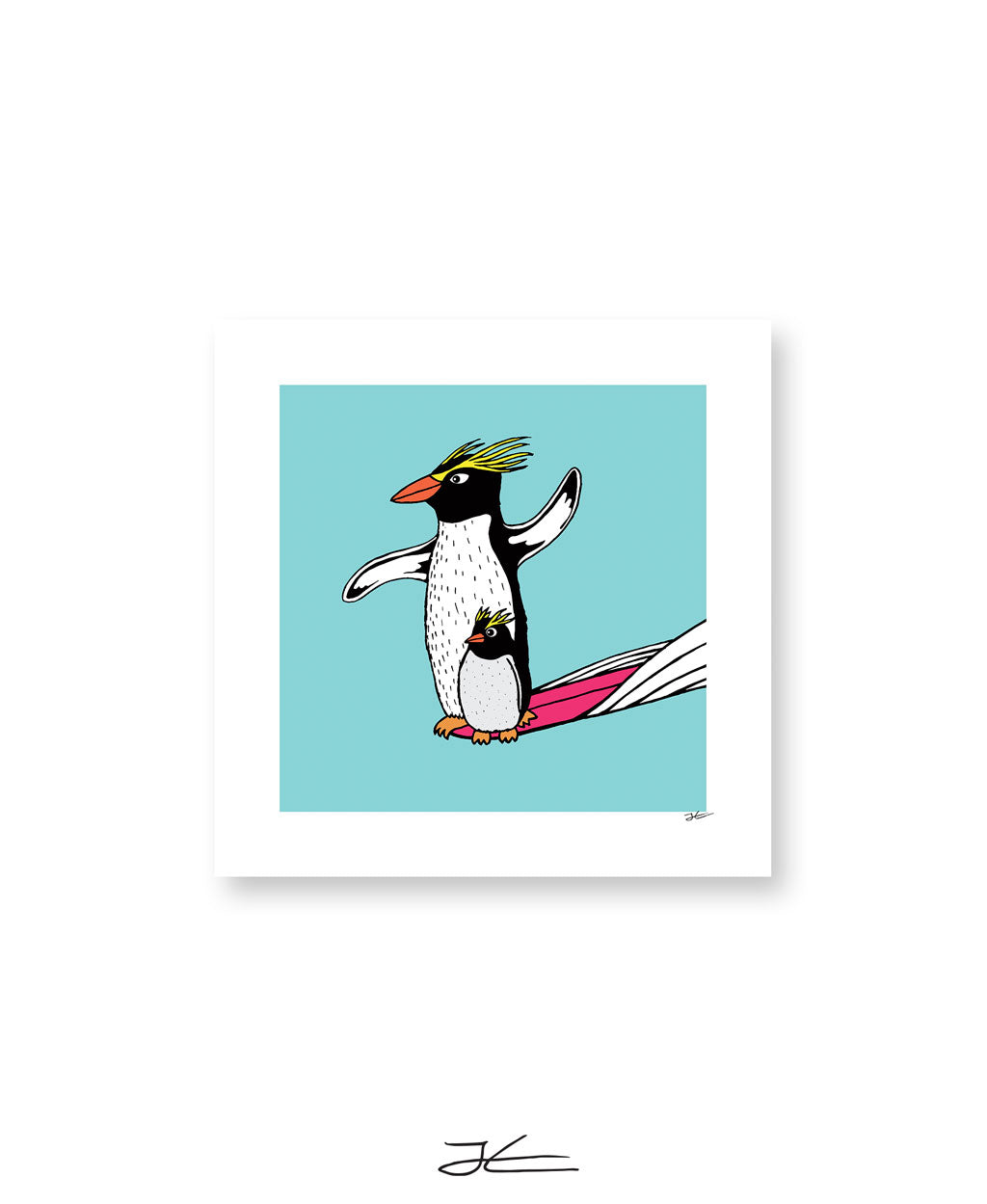 Surfing-Penguin-10x10-Art-