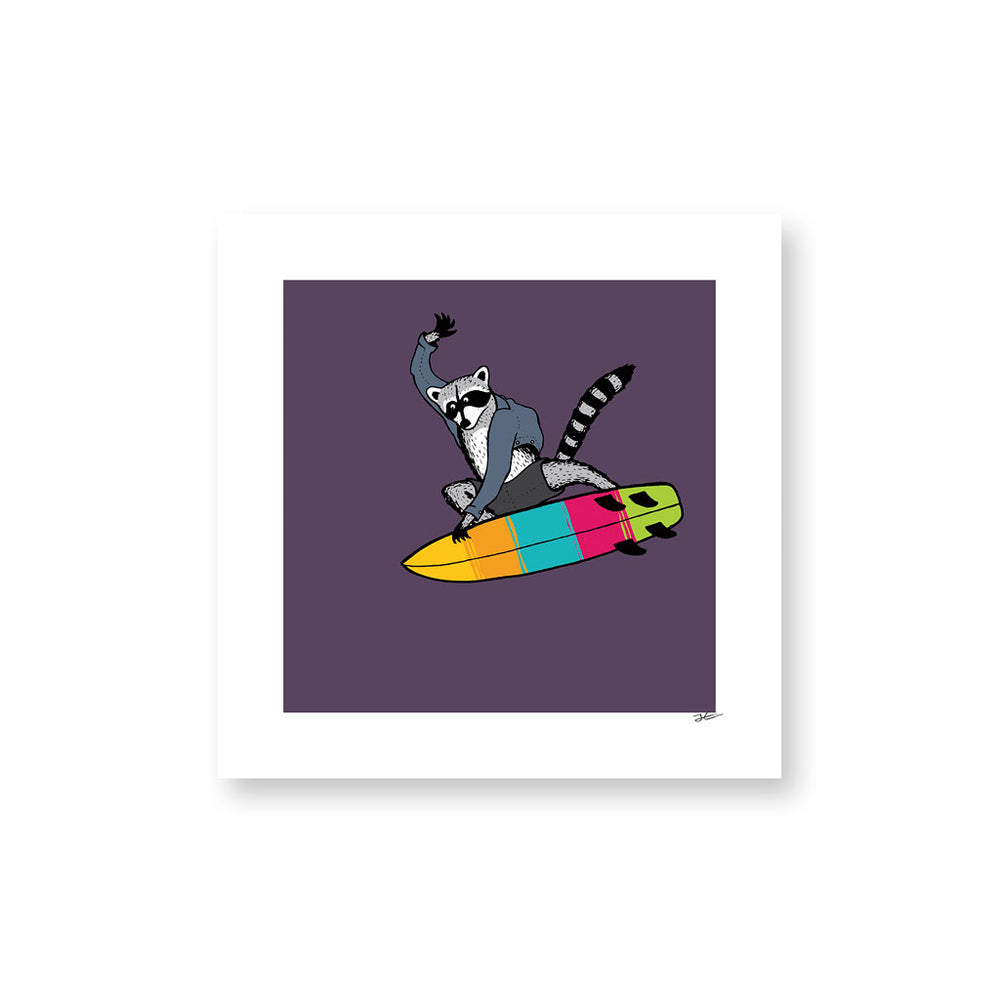 
                  
                    Surfing Raccoon - Print/ Framed Print
                  
                