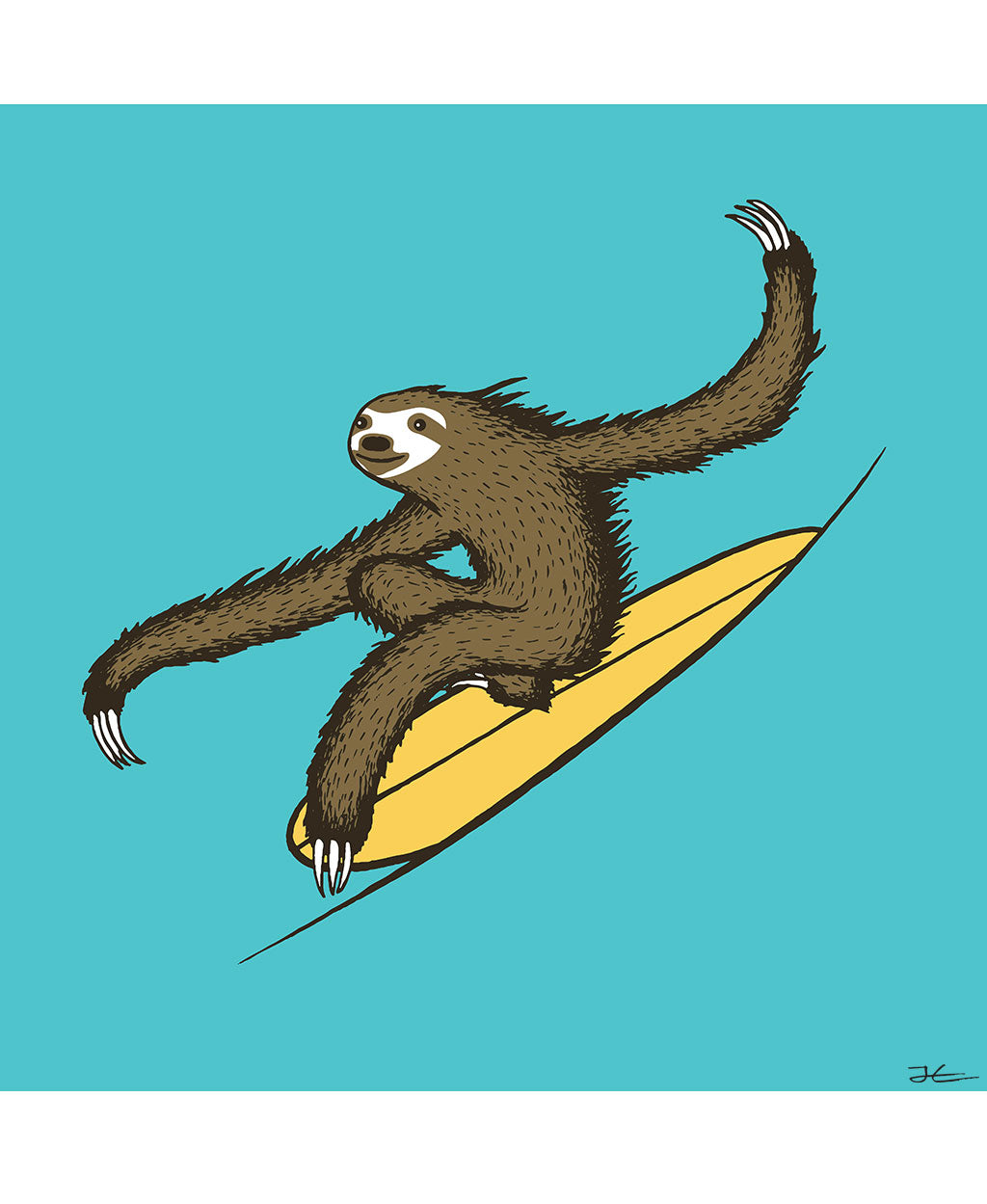 Surfing Sloth - Print/ Framed Print