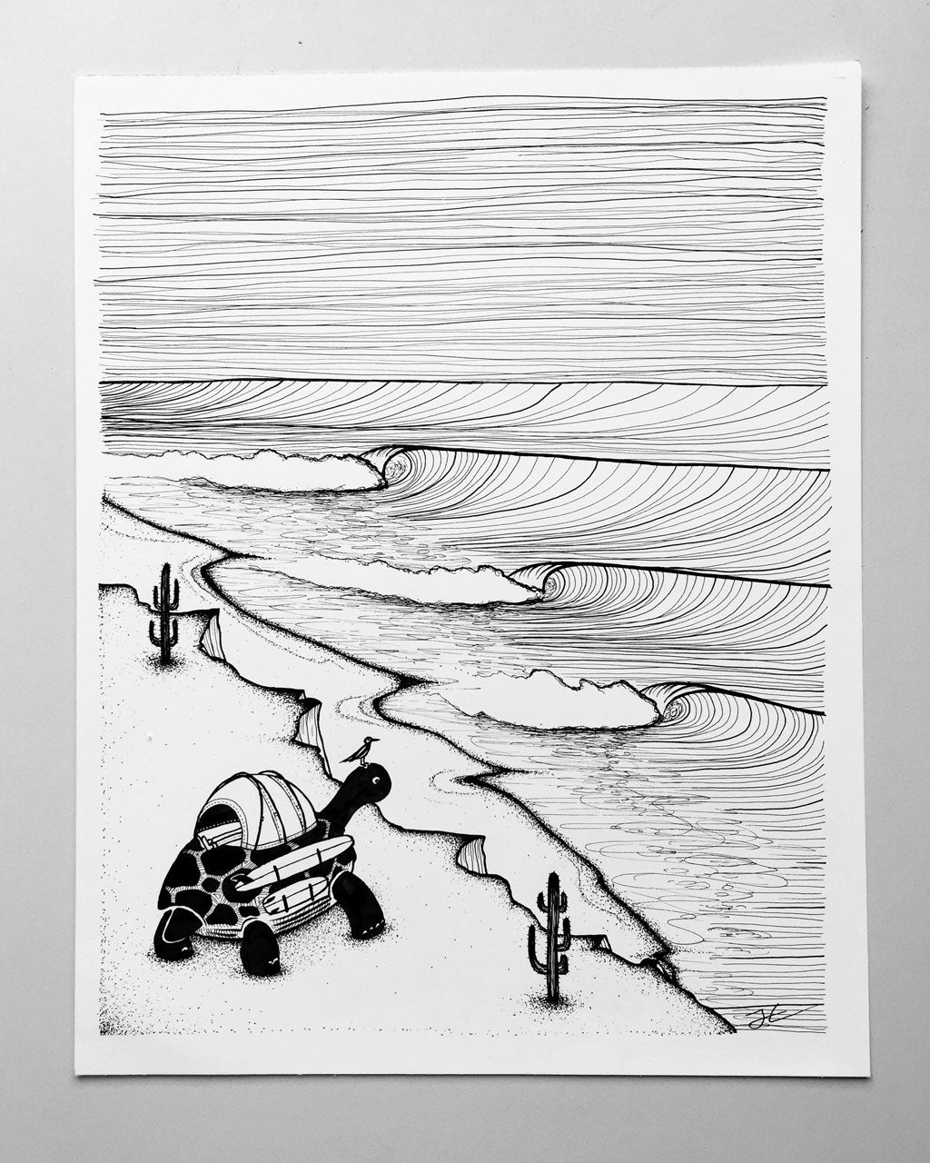 Turtle Tripping original signed ink illustration - SOLD OUT
