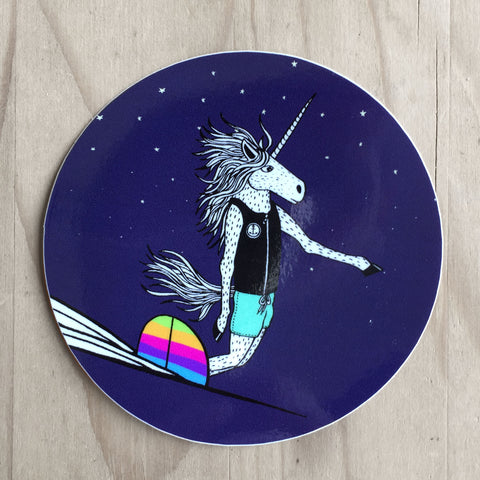 Surfing Unicorn Sticker (3 Stickers)