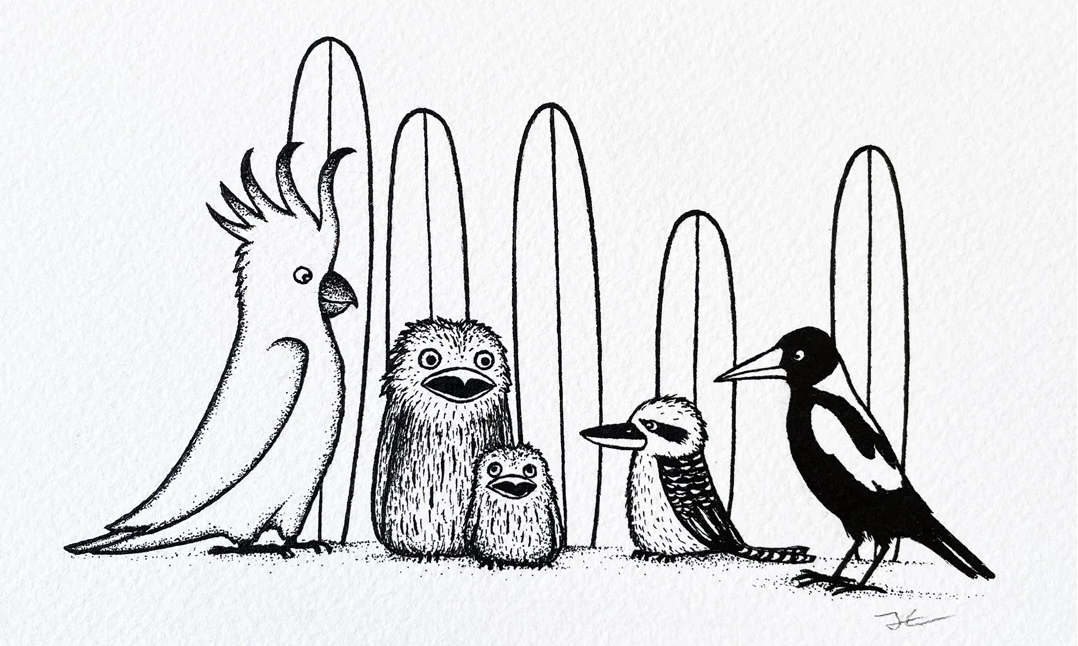 Inktober Day 31 - Birdy Boardriders