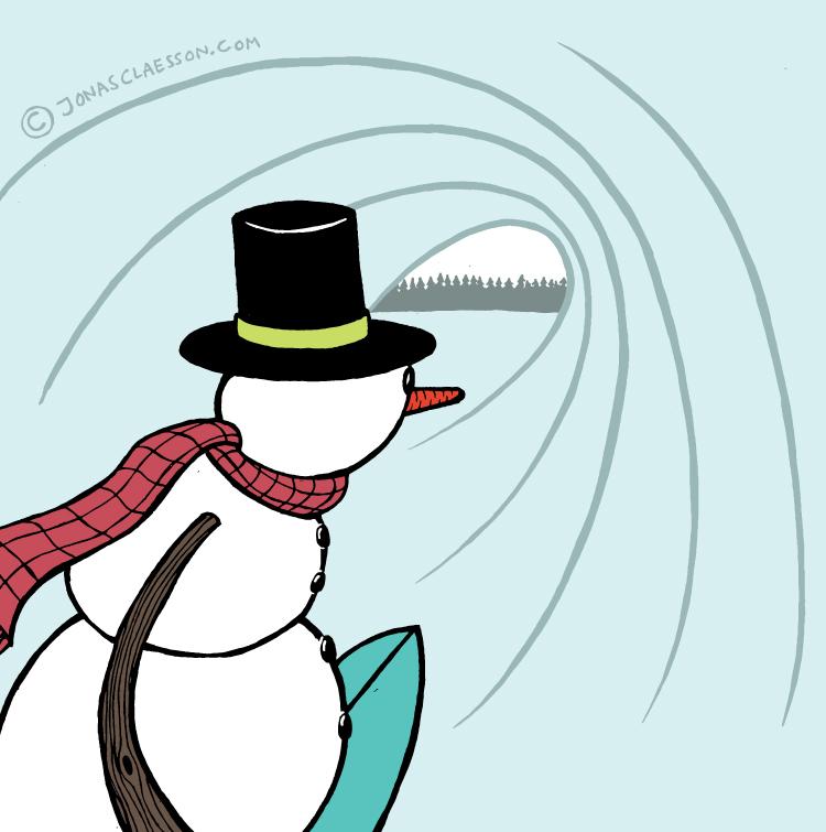 Snowman getting tube time