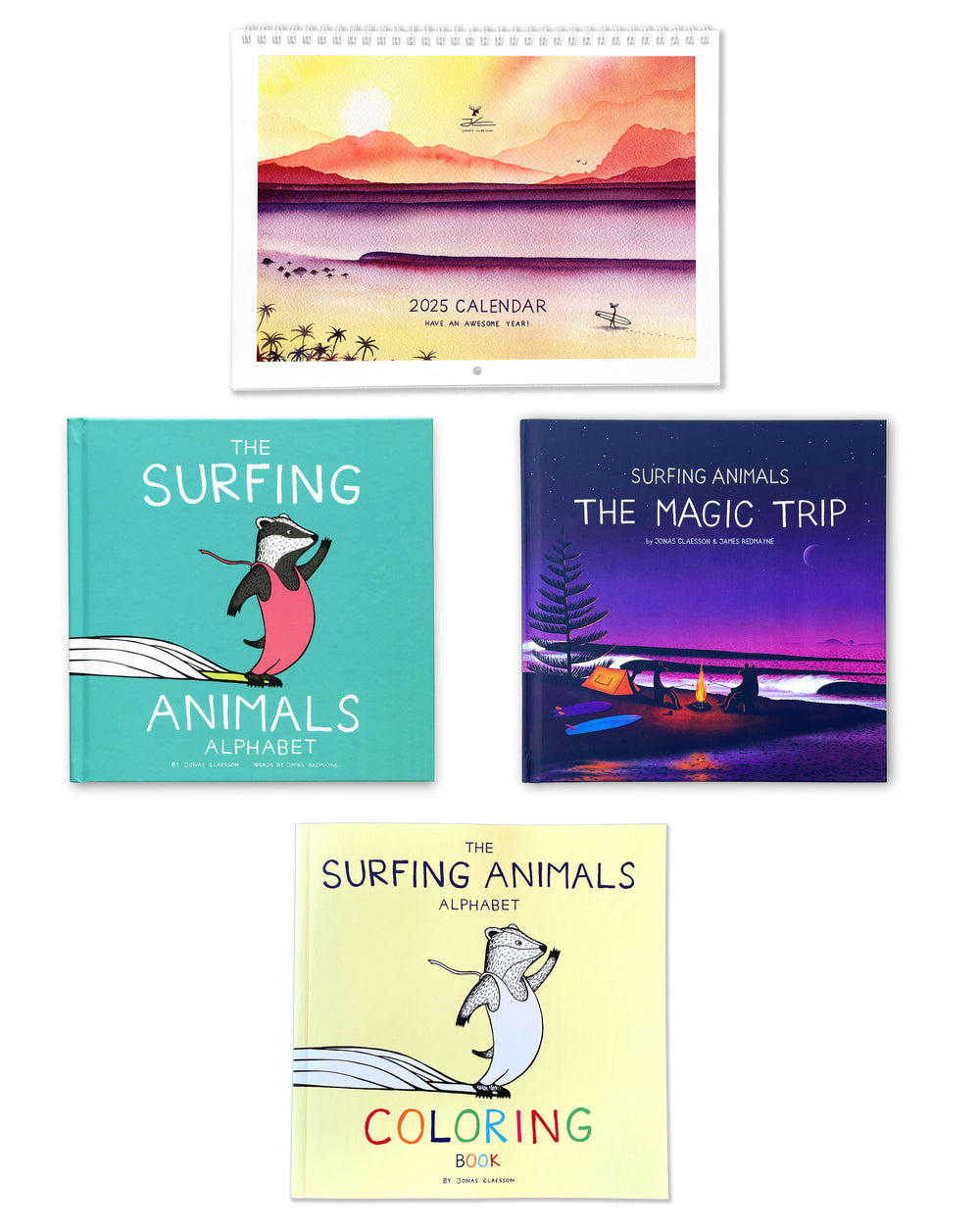 Surfing Animals ABC/Magic Trip/ Coloring Books & The 2025 Calendar Bundle