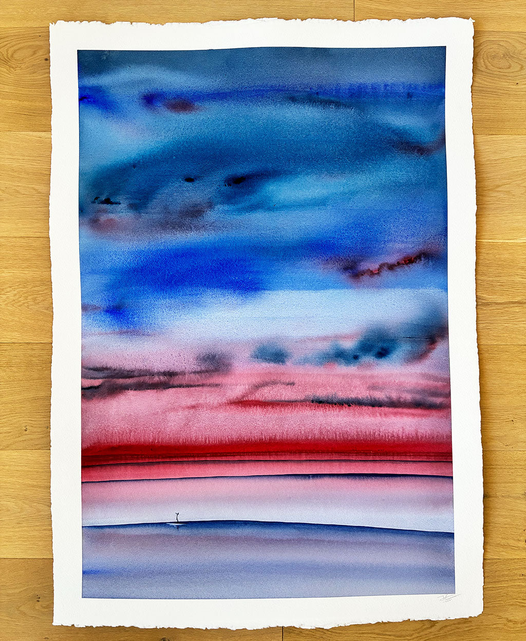 Autumn Sky. Original signed water color illustration