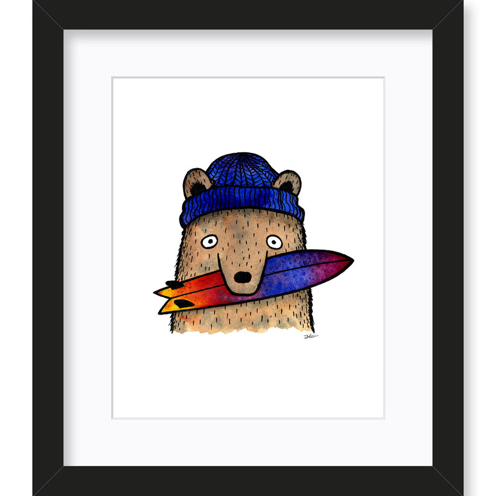 
                  
                    Surfboard Loving Bear - Print/ Framed Print
                  
                