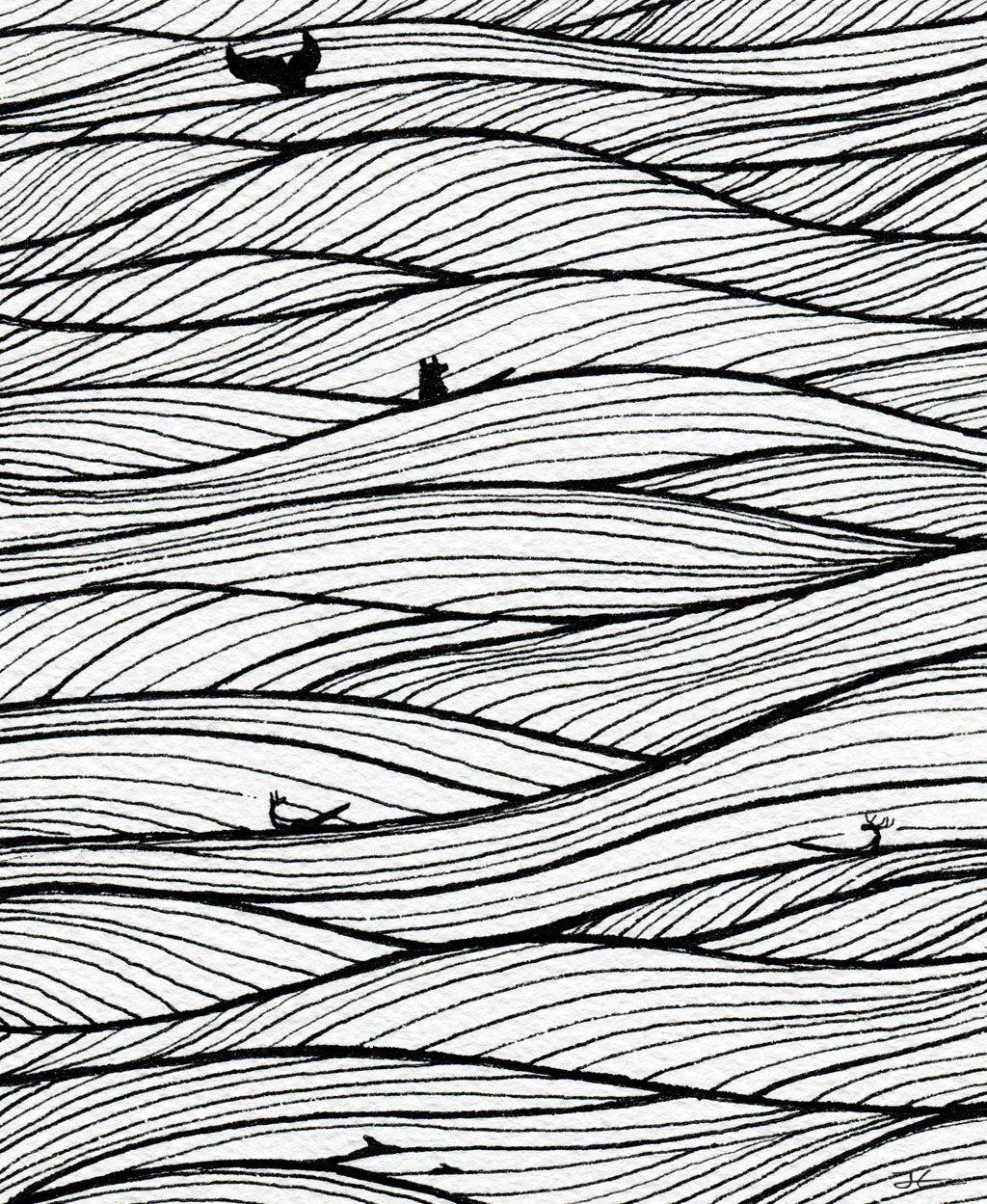 Drifting. Original illustration