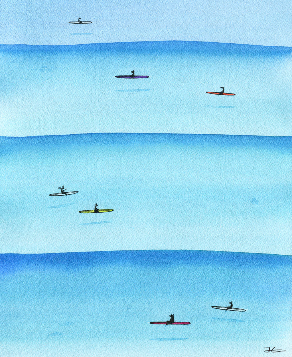 Floating. Original signed illustration