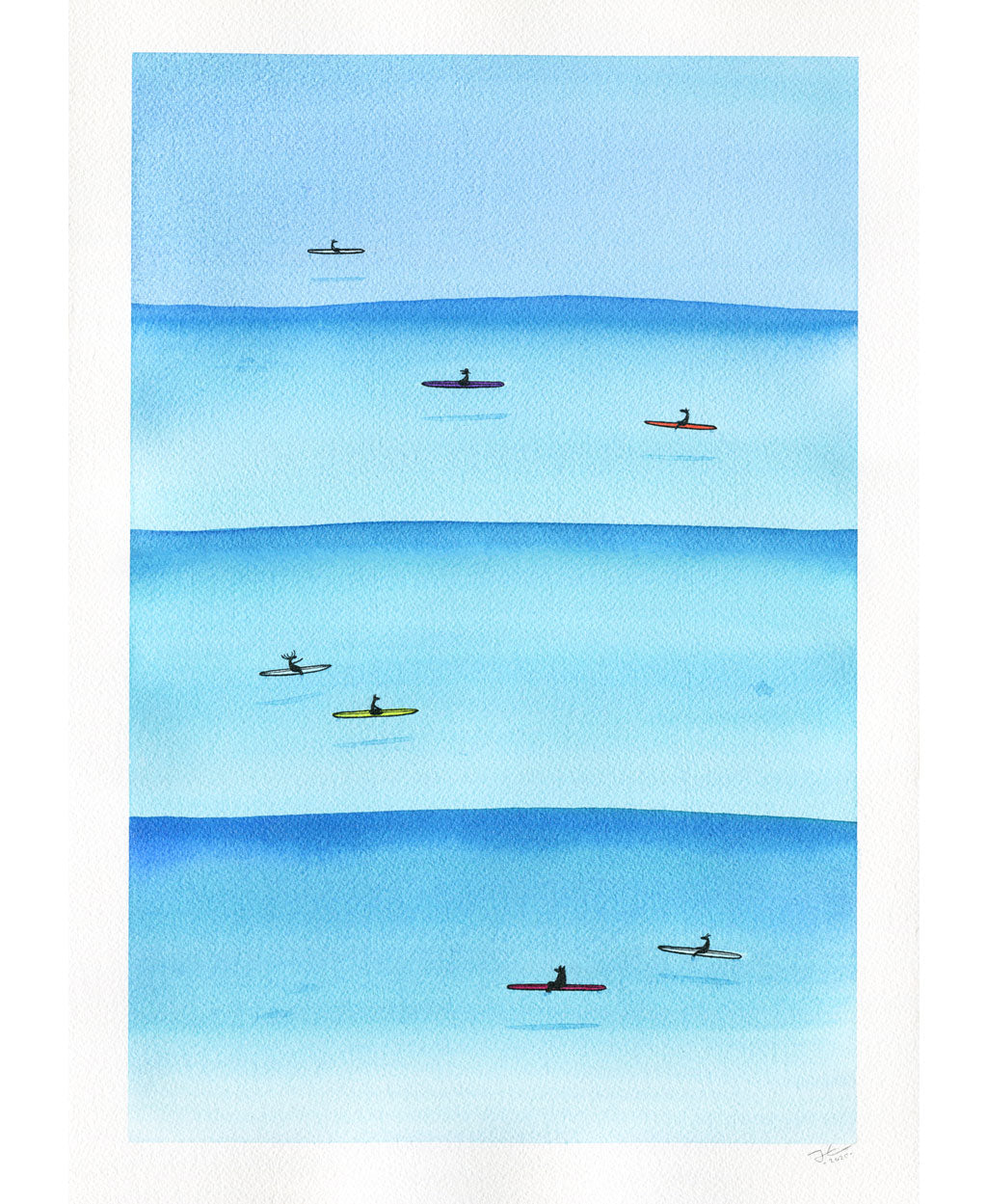 Floating. Original signed illustration