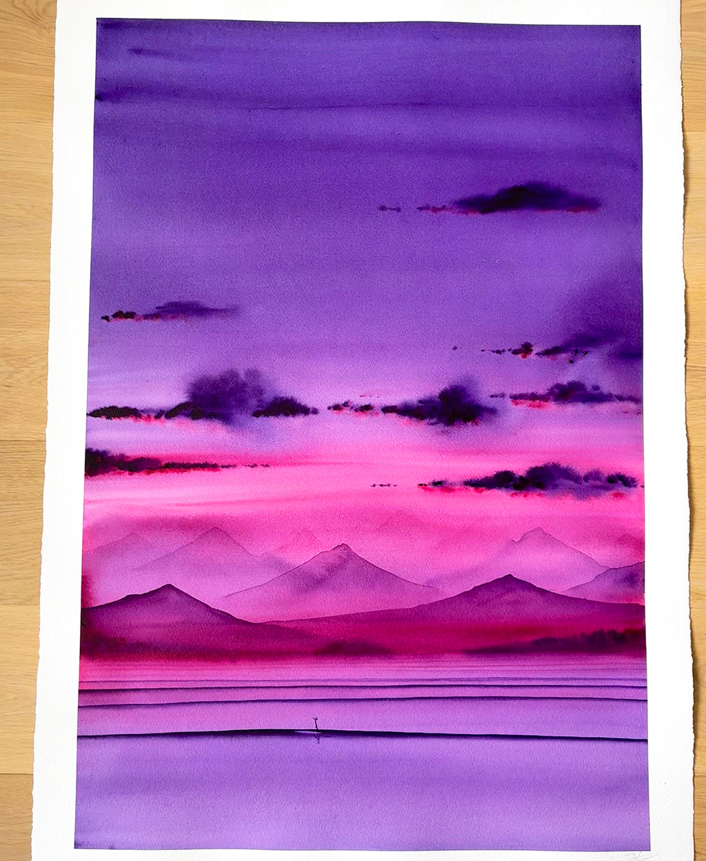 Gliding on Water. Original signed water color illustration
