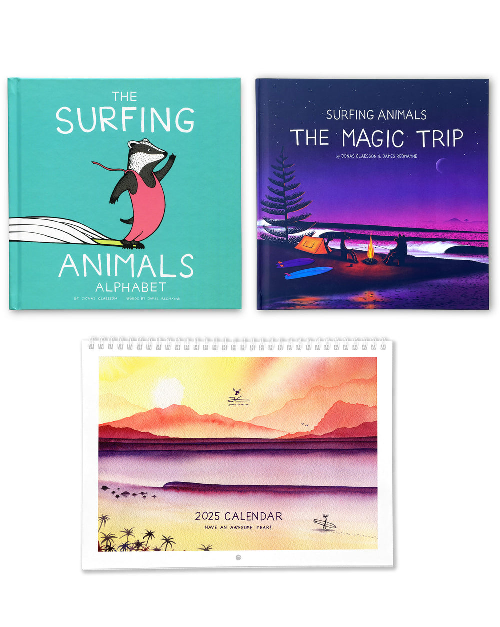 Surfing Animals ABC/Magic Trip Books & The 2025 Calendar Bundle